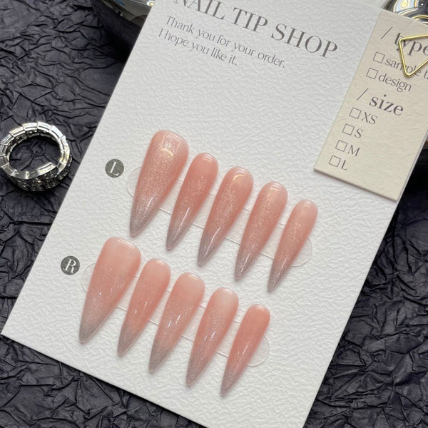 Match nails long stiletto glitter ombre valentine handmade press on nails