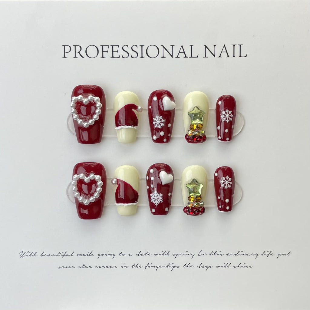 Match nails medium Christmas press on nails 