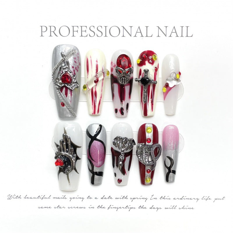 Match nails handmade coffin halloween classy press on nails 