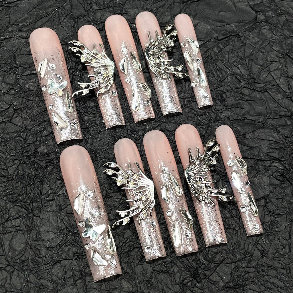 March nails long pink ballerina nails