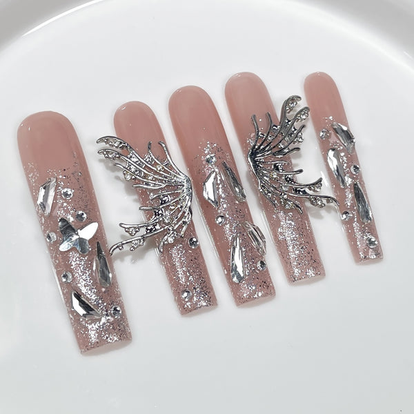 March nails handmade pink ballerina nails