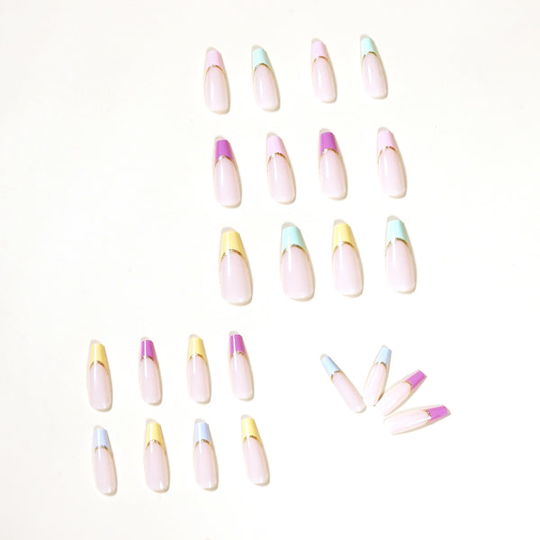 Match Nails rainbow french tip pride coffin nails press-ons