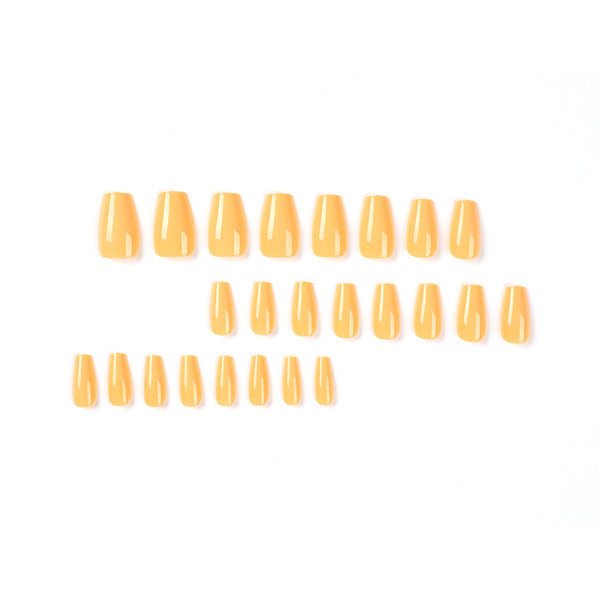 Match Nails solid yellow square medium glossy fake nails 24pcs