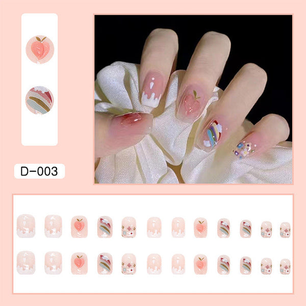 Match Nails pride pink glossy medium square fake nails glue on