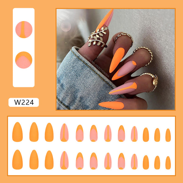 Match Nails matte bright orange and nude nails