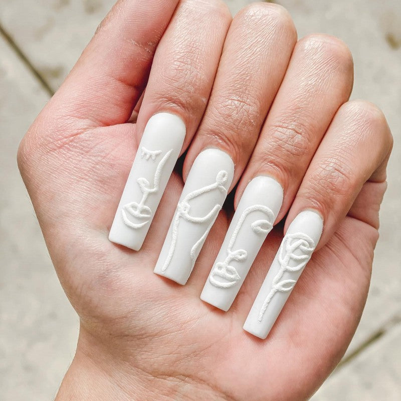Match Nails Classic Ballerina: Effortless sophistication with long white ballerina press-on nails.
