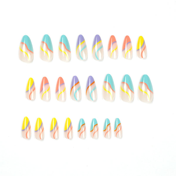 Match Nails rainbow pride almond swirl nails