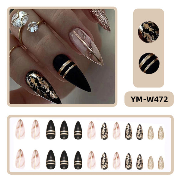 Match Nails almond glitter nails medium