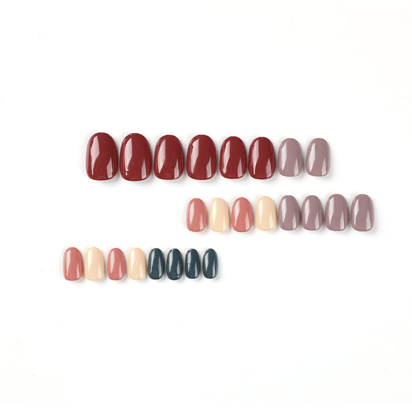 Match nails 24pcs five-color solid glossy nails