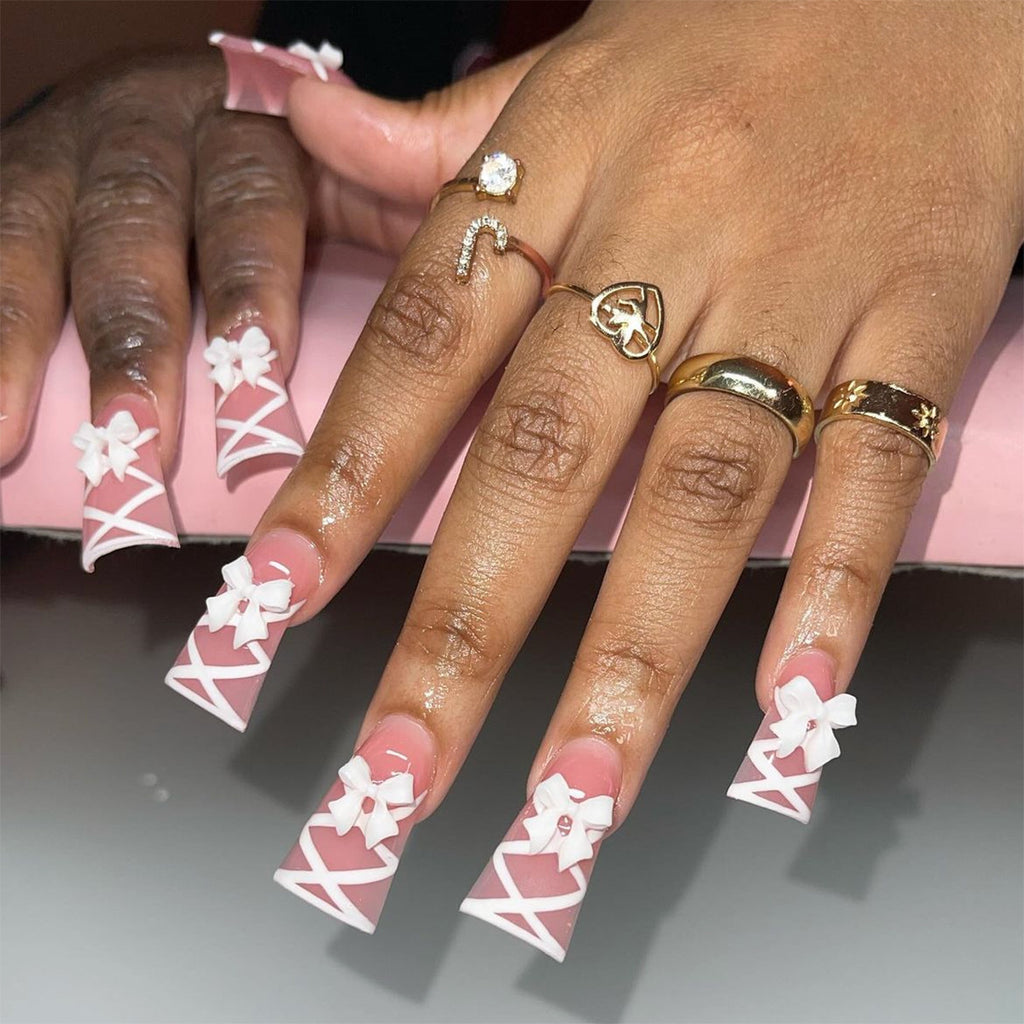 Match nails pink perfection duckbill nails: french elegance removable false duckbill fingernails