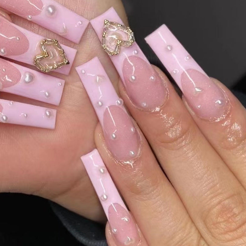 Match nails pink French style y2k ballerina press on nails