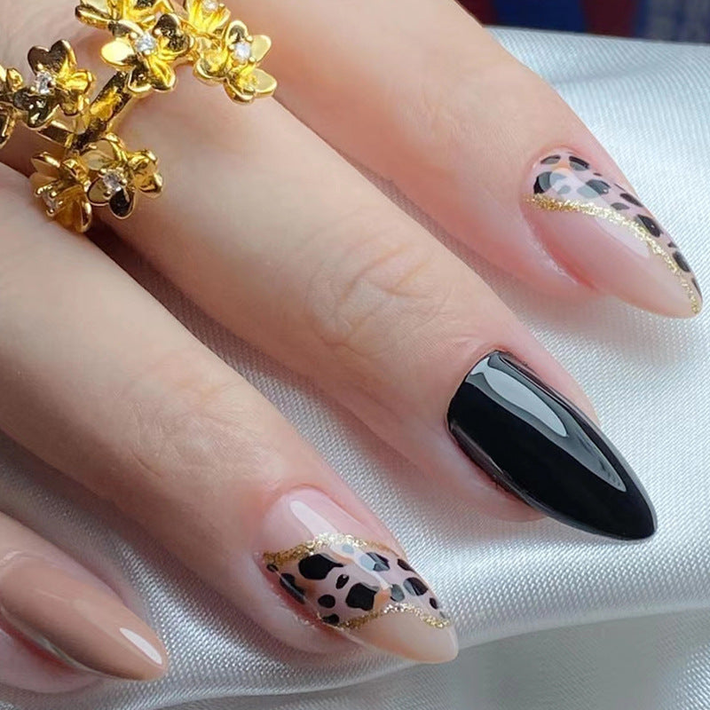 Match Nails almond medium glossy with leopard printing fake nails