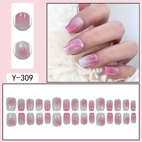 Match nails short square ombre pink nails